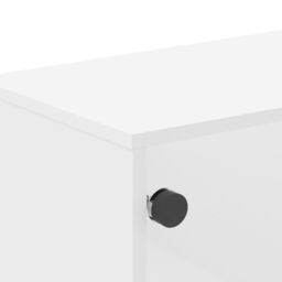 Berkfield Home TV Cabinet with Glass Doors White 102x37x50 cm - Size: 102 x 37 x 50 cm - thumbnail 8