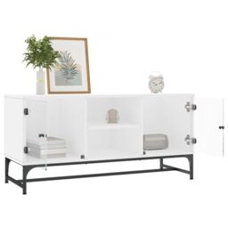 Berkfield Home TV Cabinet with Glass Doors White 102x37x50 cm - Size: 102 x 37 x 50 cm - thumbnail 4