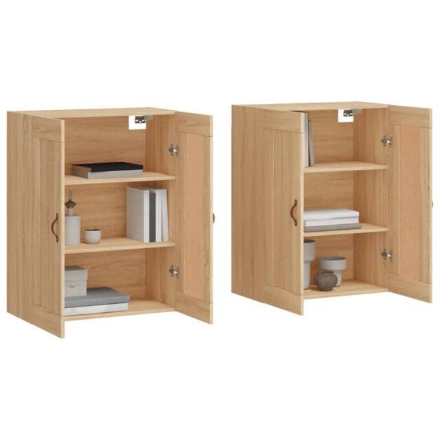 Berkfield Home Wall Mounted Cabinets 2 pcs Sonoma Oak Engineered Wood in Light Tan - image 1