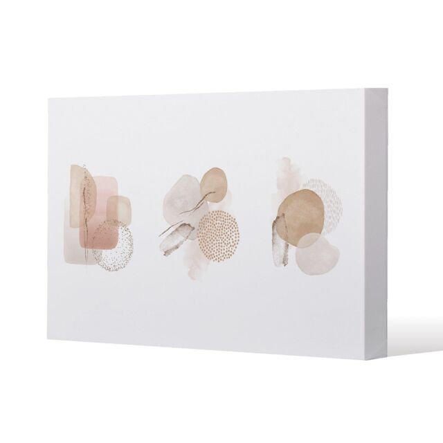 Benjamin Tate Design Beige watercolour Illustration & gold elements (Canvas Print) / 127 x 101 x 4cm in Natural - Size: 127 x 101 x 4 cm - image 1