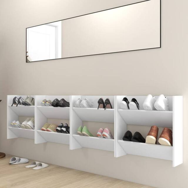 Berkfield Home Wall Shoe Cabinets 4 pcs White 60x18x60 cm Engineered Wood - Size: 60 x 18 x 60 cm - image 1