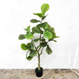 Voltico Artificial Fiddle Leaf Fig Tree 125cm in Pot Faux Plant in Green - thumbnail 1