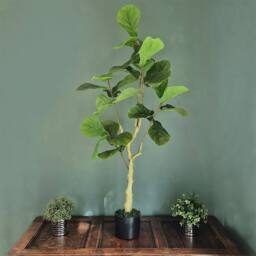 Voltico Artificial Fiddle Leaf Fig Tree 125cm in Pot Faux Plant in Green - thumbnail 5