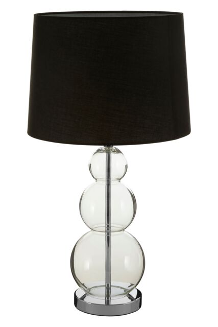 Orsina Subtle Grey Shade Table Lamp With 3 Clear Glass Orbs, Clean-Line Accent Light, Round Base Lamp For Lounge in Black - image 1