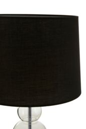 Orsina Subtle Grey Shade Table Lamp With 3 Clear Glass Orbs, Clean-Line Accent Light, Round Base Lamp For Lounge in Black - thumbnail 2