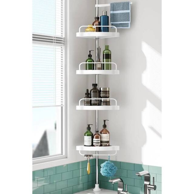 Nordara 4 Tier Telescopic Corner Shelf in White - image 1