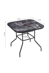 Living and Home Garden Square Tempered Glass Marble Coffee Table - thumbnail 2
