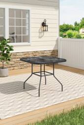Living and Home Garden Square Tempered Glass Marble Coffee Table - thumbnail 1