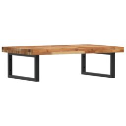Berkfield Home Basin Shelf Wall Mounted Steel & Solid Wood Acacia in Brown - thumbnail 2