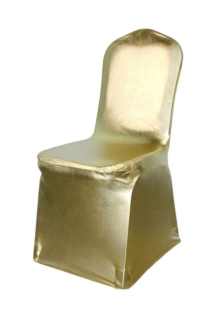 Neel Blue Pack of 10 Shiny Chair Cover, Stretchy Spandex Dining Chair Slipcover in Gold - image 1