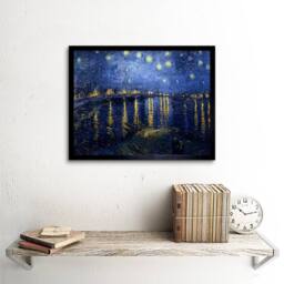 "Artery8 Vincent Van Gogh Starry Night 1888 Old Master Framed Art Print in Blue - Size: W12"" x H16""" - thumbnail 2