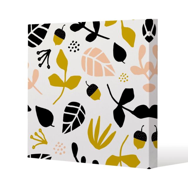 Benjamin Tate Design Leaves, acorns & branches (Canvas Print) / 90 x 90 x 4cm in Natural - Size: 90 x 90 x 4 cm - image 1