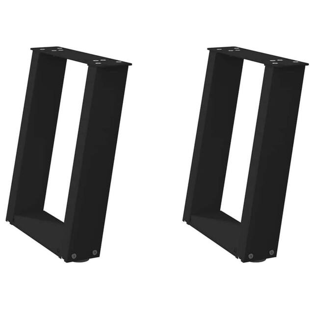 Berkfield Home Coffee Table Legs U-Shaped 2 pcs Black 28x(42-43) cm Steel - image 1