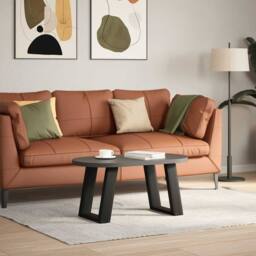 Berkfield Home Coffee Table Legs U-Shaped 2 pcs Black 28x(42-43) cm Steel - thumbnail 3