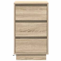 Berkfield Home Modern Bedside Cabinet with LED Sonoma Oak 39x34, 5x65 cm Engineer in Beige - thumbnail 6