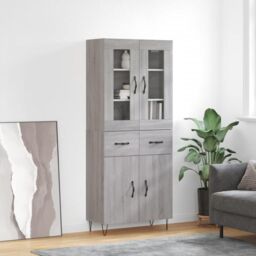 Berkfield Home Highboard Grey Sonoma 69.5x34x180 cm Engineered Wood - thumbnail 1