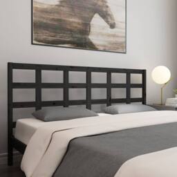 Berkfield Home Beautiful Bed Headboard Black 205.5x4x100 cm Solid Wood Pine - thumbnail 5