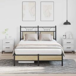Berkfield Home Bed Frame without Mattress Sonoma Oak 120x200 cm Engineered Wood in Brown - Size: Small Double - thumbnail 1