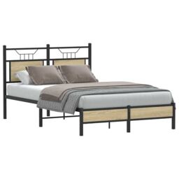 Berkfield Home Bed Frame without Mattress Sonoma Oak 120x200 cm Engineered Wood in Brown - Size: Small Double - thumbnail 3