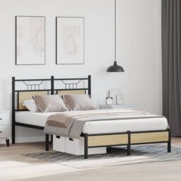 Berkfield Home Bed Frame without Mattress Sonoma Oak 120x200 cm Engineered Wood in Brown - Size: Small Double - thumbnail 4
