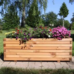 Woven Wood 1.2m Pine Raised Trough Planter in Natural - thumbnail 6