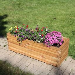 Woven Wood 1.2m Pine Raised Trough Planter in Natural - thumbnail 3
