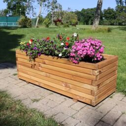 Woven Wood 1.2m Pine Raised Trough Planter in Natural - thumbnail 4