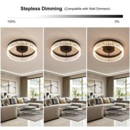 NIVOR 20W LED Ceiling Light Clear Seeded Acrylic Lampshade Round Lamp in Black - thumbnail 4