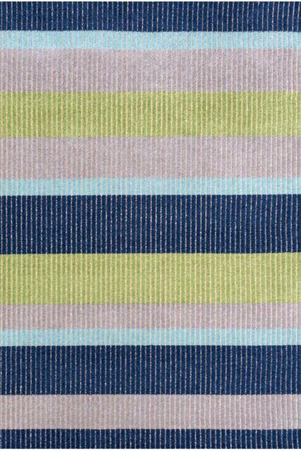 Kukoon Blue Green Striped Outdoor, Garden & Patio Area Rug in Dark Blue - Size: 200 cm x 290 cm