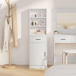 Berkfield Home Tall Cabinet White 40x41x135 cm Made of Engineered Wood - Size: 40 x 41 x 135 cm - thumbnail 4