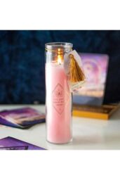 KDMD Mystic Rose Tube Candle with Rose Quartz Crystals in Pink