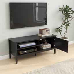 Melody Maison Large Black Wooden Tv Cabinet - Hales Black Range - thumbnail 4