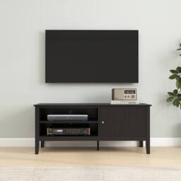 Melody Maison Large Black Wooden Tv Cabinet - Hales Black Range - thumbnail 6