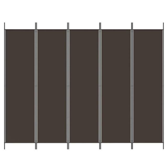 Berkfield Home Durable 5-Panel Room Divider Brown 250x200 cm Fabric - image 1