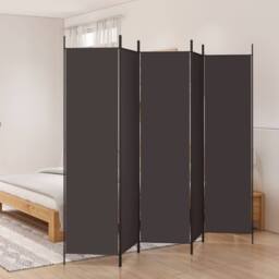 Berkfield Home Durable 5-Panel Room Divider Brown 250x200 cm Fabric - thumbnail 2