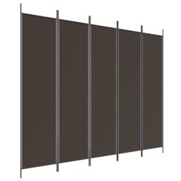 Berkfield Home Durable 5-Panel Room Divider Brown 250x200 cm Fabric - thumbnail 3