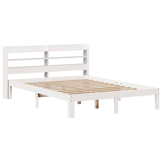 Berkfield Home Beautiful Bed Frame with Headboard without Mattress White 135x190 - Size: Double - image 1