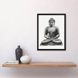 "Artery8 Buddha On The Borobudur Drawing Leo Gestel Framed Wall Art Print in White - Size: W12"" x H16""" - thumbnail 4
