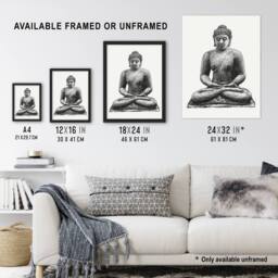 "Artery8 Buddha On The Borobudur Drawing Leo Gestel Framed Wall Art Print in White - Size: W12"" x H16""" - thumbnail 3