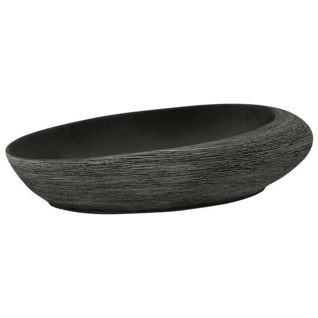 Berkfield Home Countertop Basin Grey & Black Oval 59x40x14 cm Ceramic - Size: 59 x 40 x 14 cm - image 1