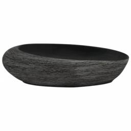 Berkfield Home Countertop Basin Grey & Black Oval 59x40x14 cm Ceramic - Size: 59 x 40 x 14 cm - thumbnail 3