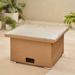 FurnitureboxUK Orlando Rattan Rising Garden Coffee Dining Table in Beige - thumbnail 2