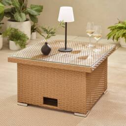 FurnitureboxUK Orlando Rattan Rising Garden Coffee Dining Table in Beige