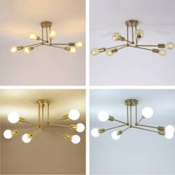 COMELY Industrial Chandelier, 6 Lights E27 Vintage Metal Gold Ceiling Lights - thumbnail 6