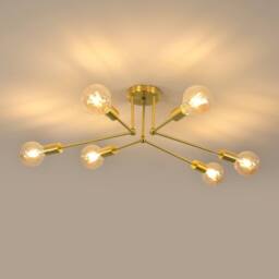 COMELY Industrial Chandelier, 6 Lights E27 Vintage Metal Gold Ceiling Lights - thumbnail 1
