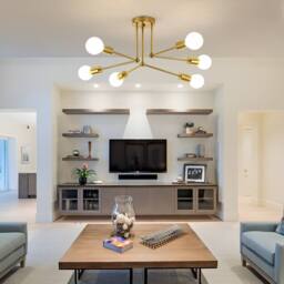 COMELY Industrial Chandelier, 6 Lights E27 Vintage Metal Gold Ceiling Lights - thumbnail 5