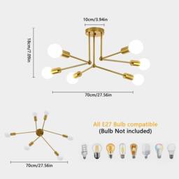 COMELY Industrial Chandelier, 6 Lights E27 Vintage Metal Gold Ceiling Lights - thumbnail 7