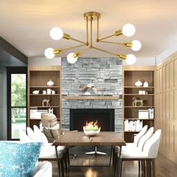 COMELY Industrial Chandelier, 6 Lights E27 Vintage Metal Gold Ceiling Lights - thumbnail 4