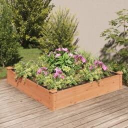 Berkfield Home Garden Raised Bed with Liner Brown 120x120x25 cm Solid Wood Fir - Size: 120 x 120 x 25 cm - thumbnail 2