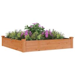 Berkfield Home Garden Raised Bed with Liner Brown 120x120x25 cm Solid Wood Fir - Size: 120 x 120 x 25 cm - thumbnail 1